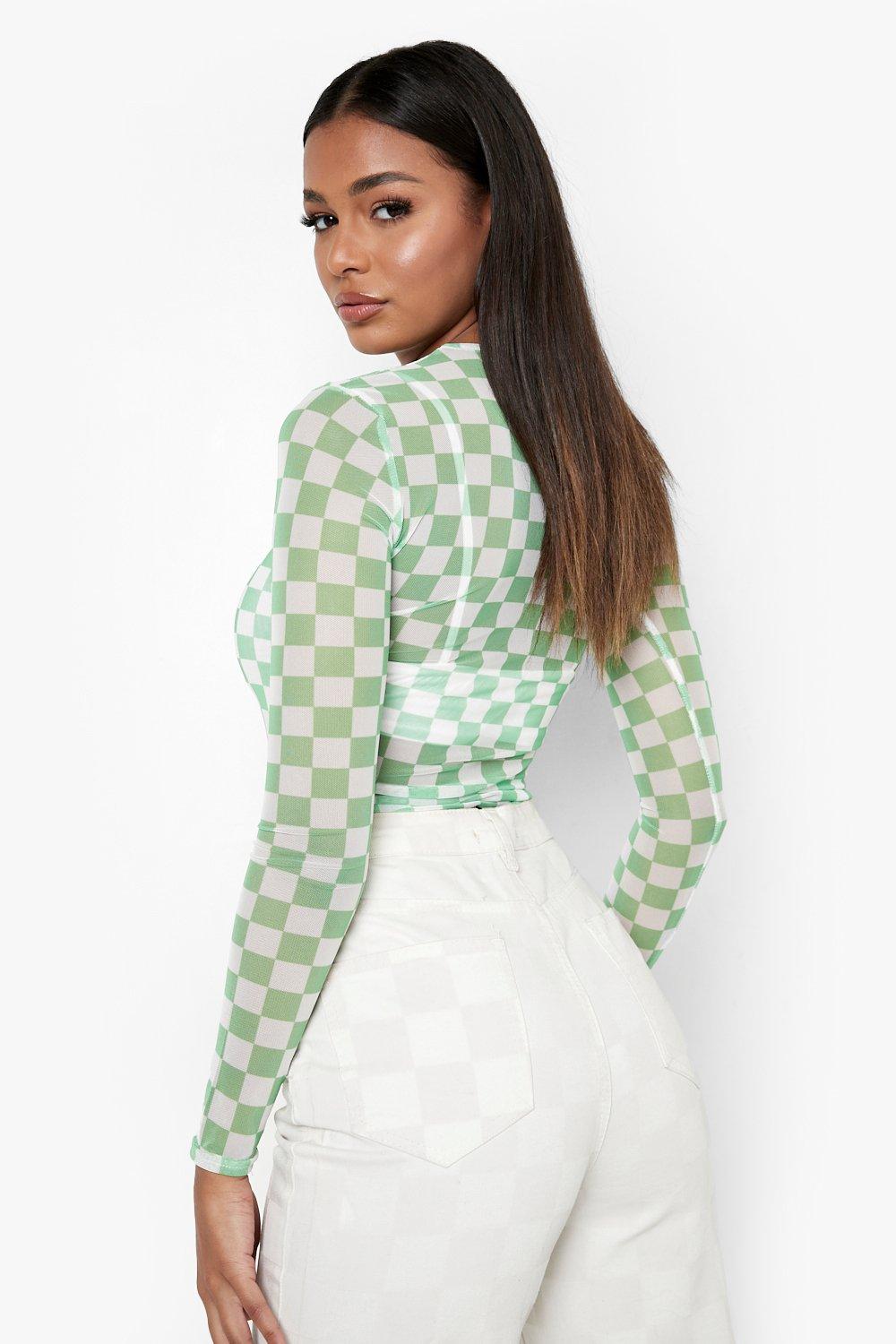 Checkered bodysuit hot sale